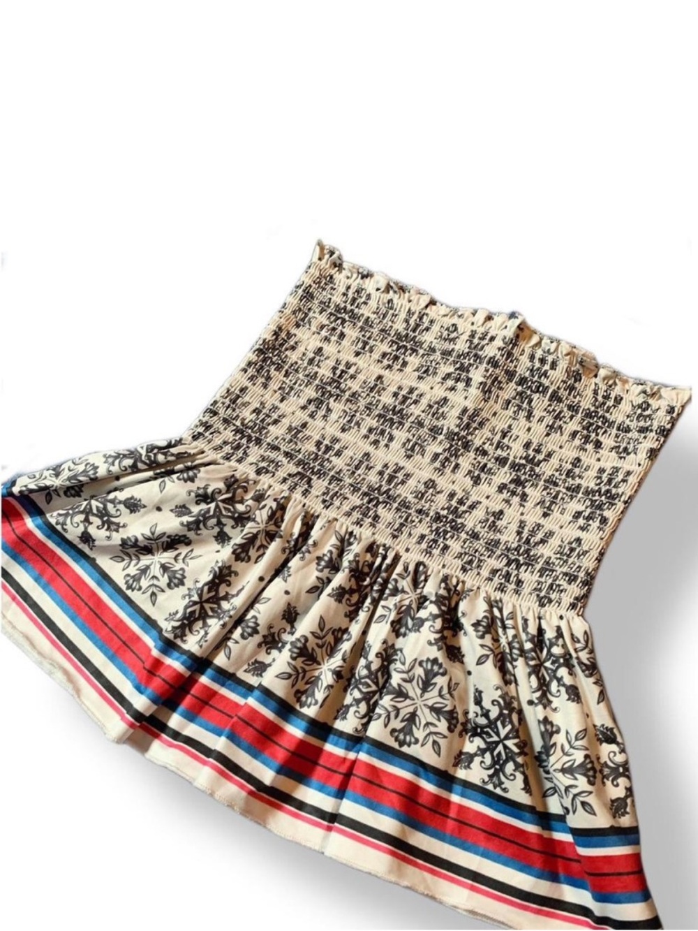 3 For $25 Boho Smocked Patterned Convertible Mini Skirt / Tube Top - Size Small